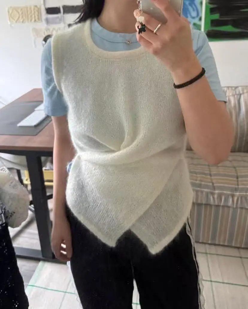 2026 new Korean lazy style niche vest knitted fashionable casual summer soft quick drying