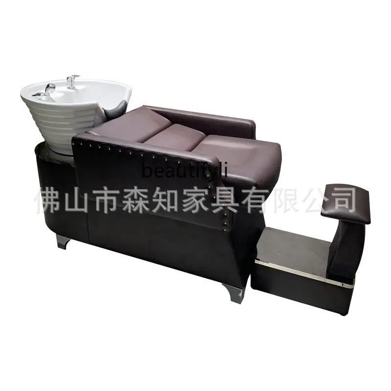 

Massage shampoo bed Barber shop, semi-reclining shampoo flush bed, hairdresser spa bed with pedals