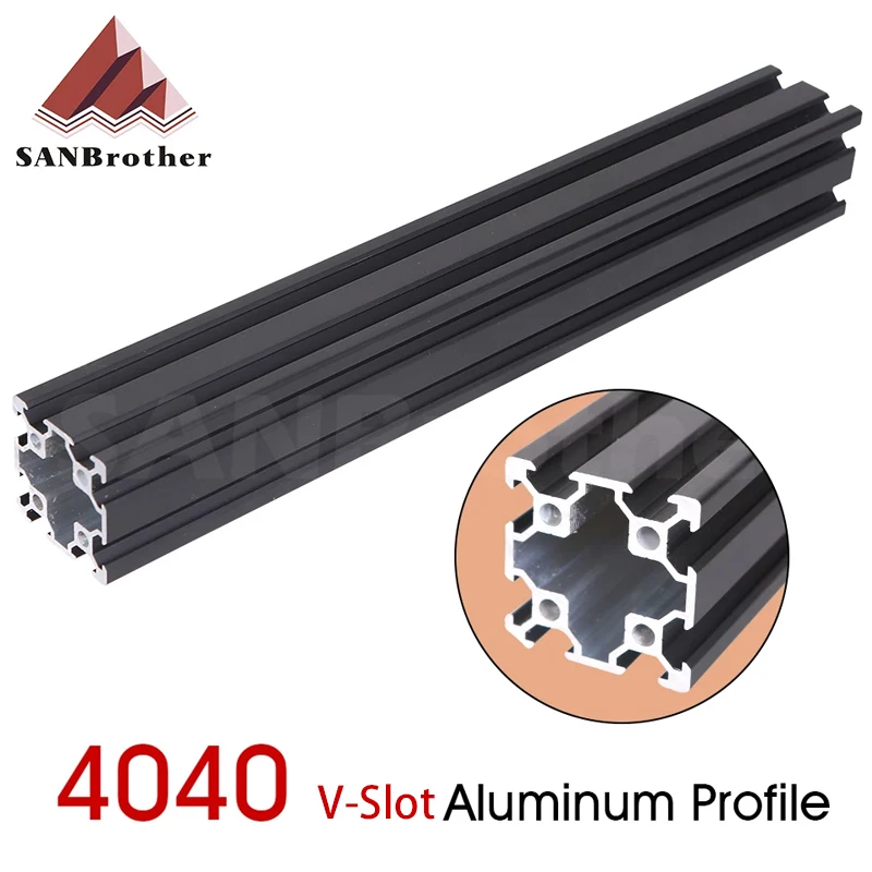 

1PC BLACK 4040 European Standard Anodized Aluminum Profile Extrusion 100-800mm Length Linear Rail for CNC 3D Printer