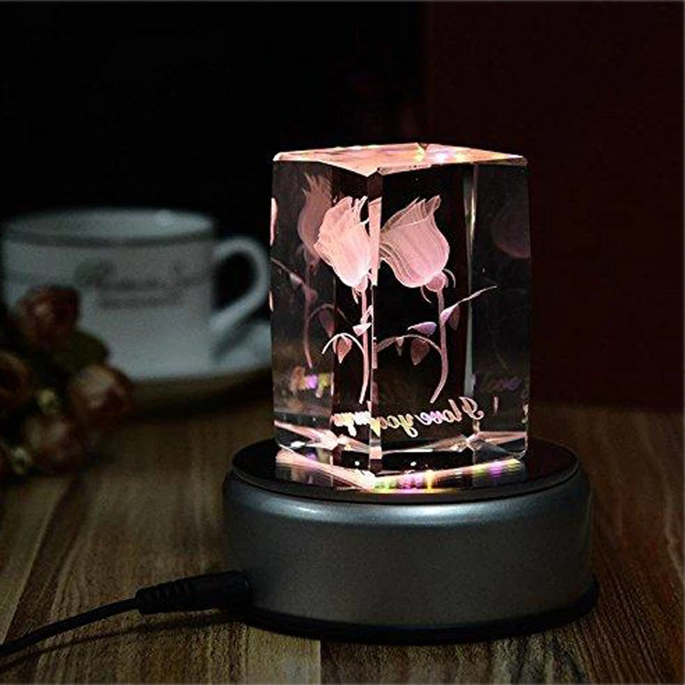 Luminous LED Basis Licht Bunte Runde Ständer Basis für Cocktail Kristall Glas Transparent Objekte Display 4 LED Weiß Licht