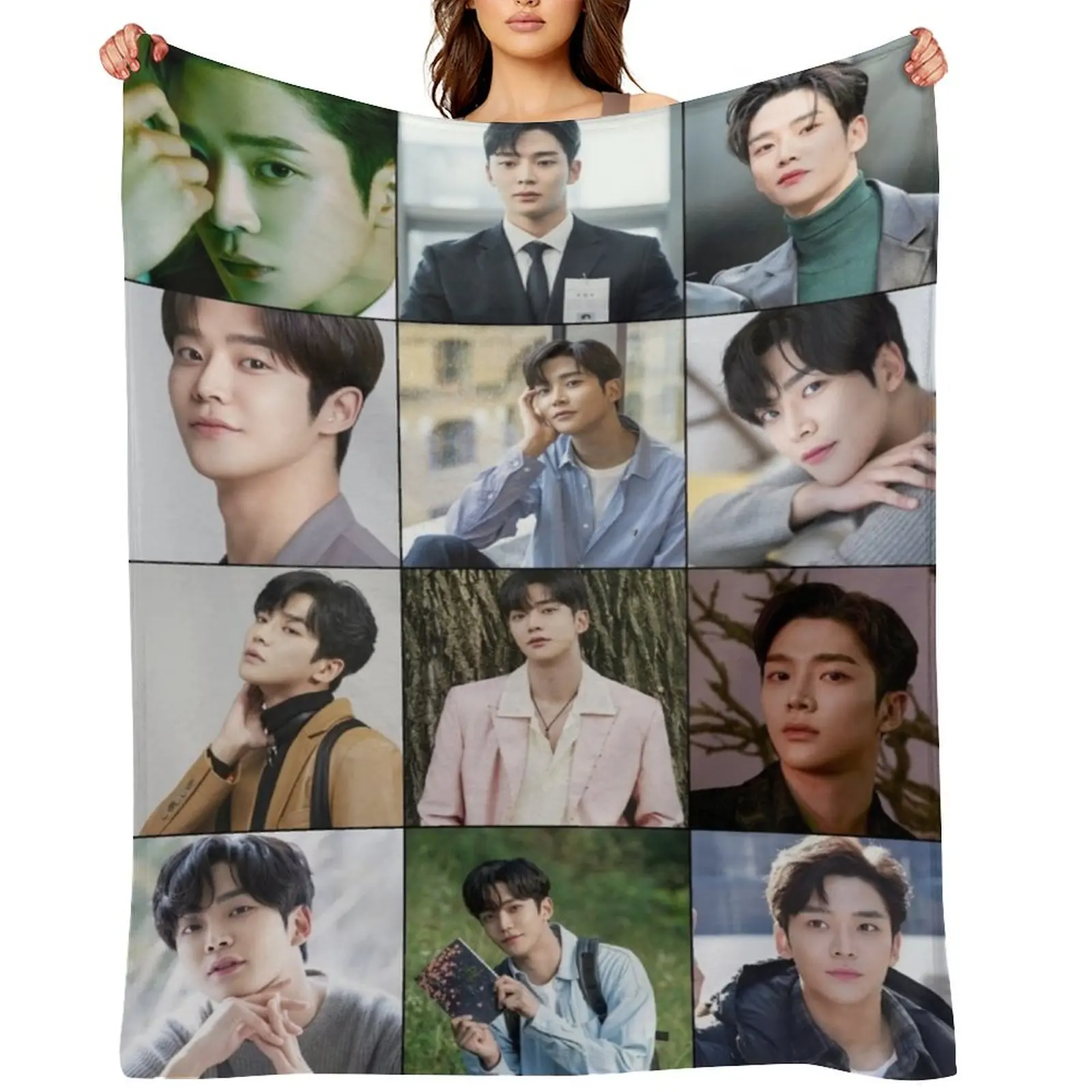 

Rowoon South Korean Singer Photo Collage Art Throw Blanket Summer Loose anime halloween Blankets