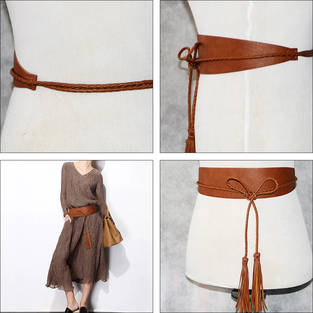 

Wide Belt Women PU Elastic Golden Tassel Waist Belt Fashion Accessory Renaissance Festival Clothes Waistb Chic