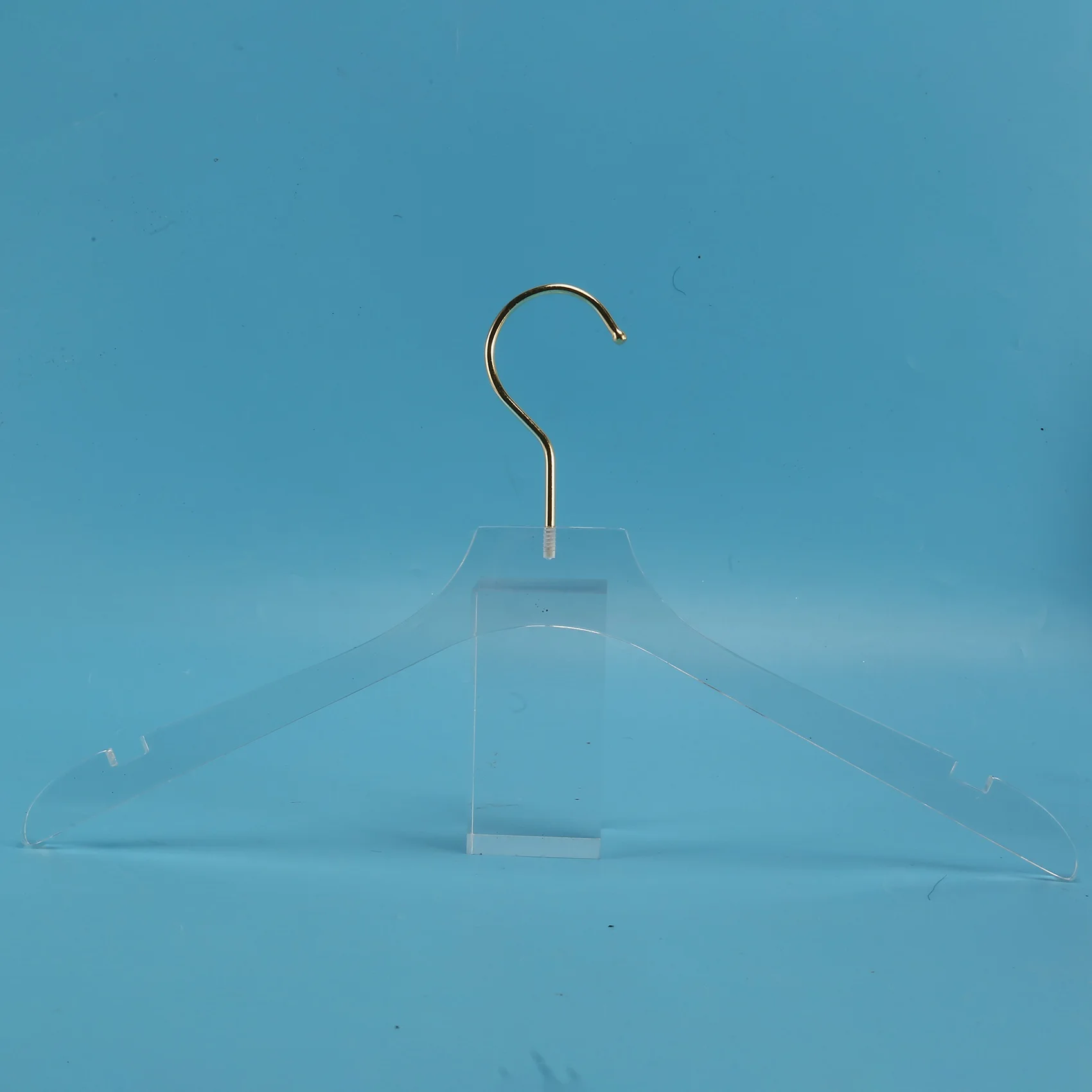 ABYN-5 Pcs Clear Acrylic Clothes Hanger With Gold Hook, Transparent Shirts Dress Hanger With Notches For Lady Kids