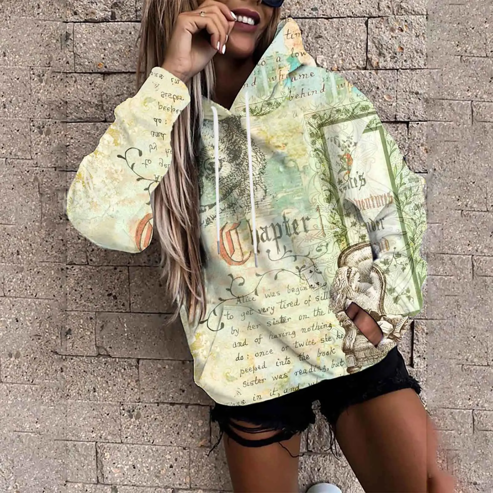 動物猫花 3D プリントパーカー女性のパーカーストリート特大プルオーバー Y2K フード付きスウェットトップス女性コート服