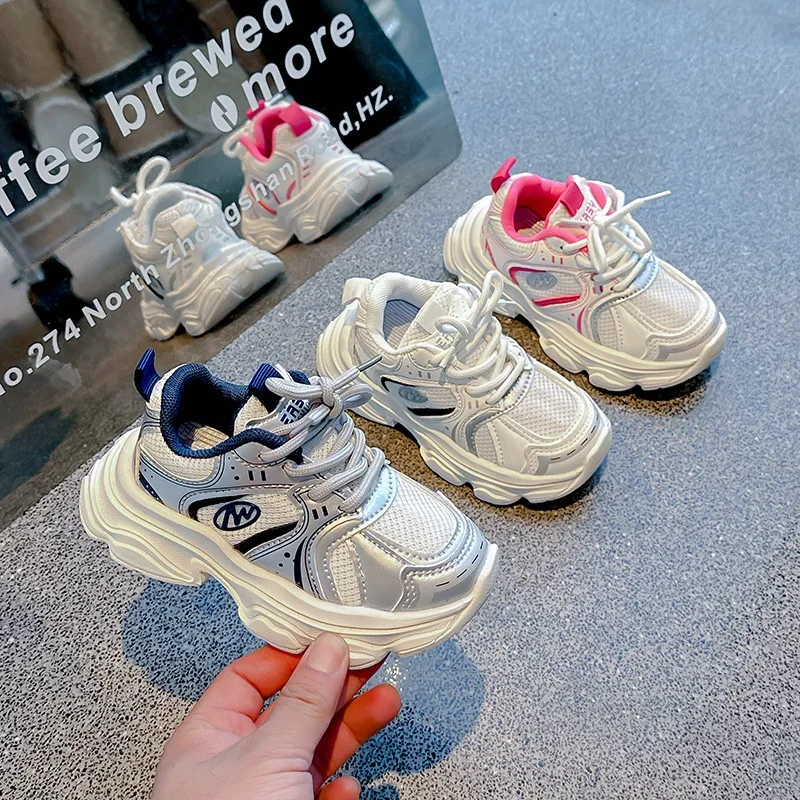 

Size 21-30 Casual Sneakers for Autumn Girls Print Outdoor Mesh Shoes Lightweight Children Breathable Running Non-slip Shoes