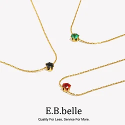 E.B.belle Ultra Fine Woven Chain Mini Zircon Pendant Necklace 316L Stainless Steel Necklace 18K Gold Plated Accessories