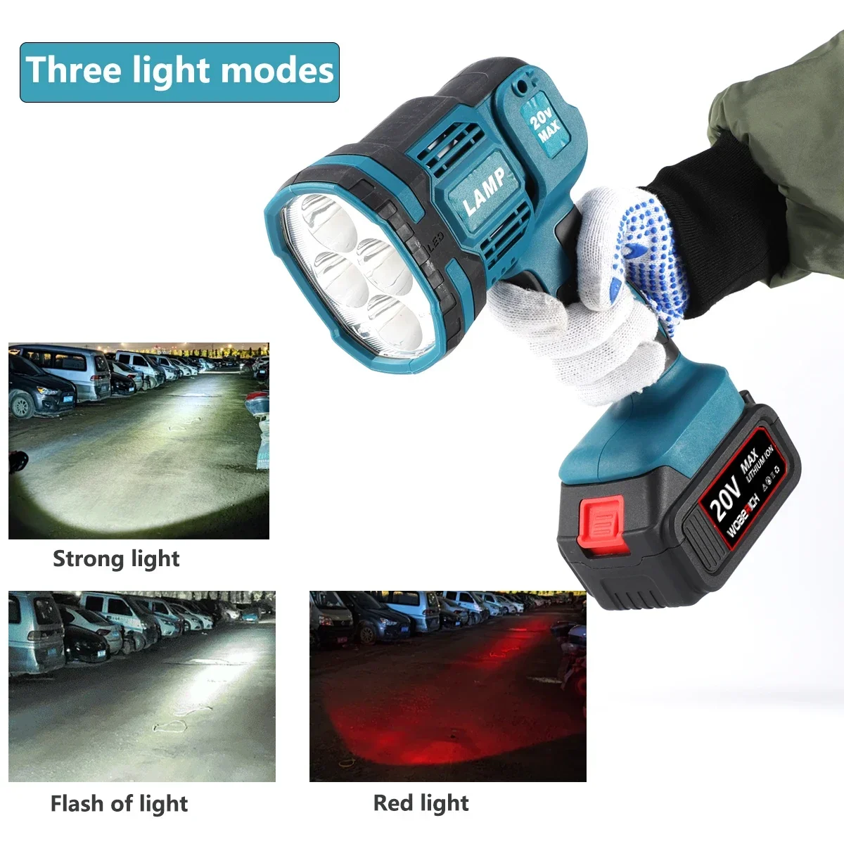 Linterna LED inalámbrica de 18V, luz de trabajo, linterna para lámpara LED Makita, foco de iluminación de emergencia para exteriores USB para Makita