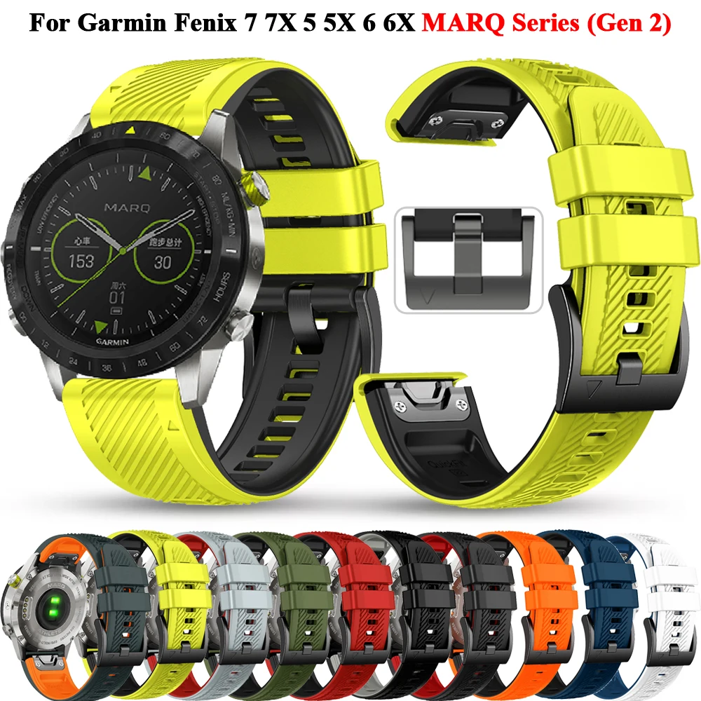 22mm 26mm Correa For Garmin MARQ Athlete Adventurer Golfer Captain Aviator Epix Gen 2 Strap Quickfit Silicone Watchband Bracelet