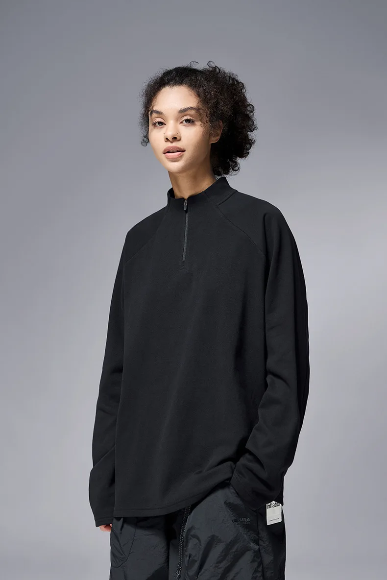 Double-sided Velvet Half-zipper Outdoor T-shirt 2026 Spring and Summer Warm Ragged Sleeves