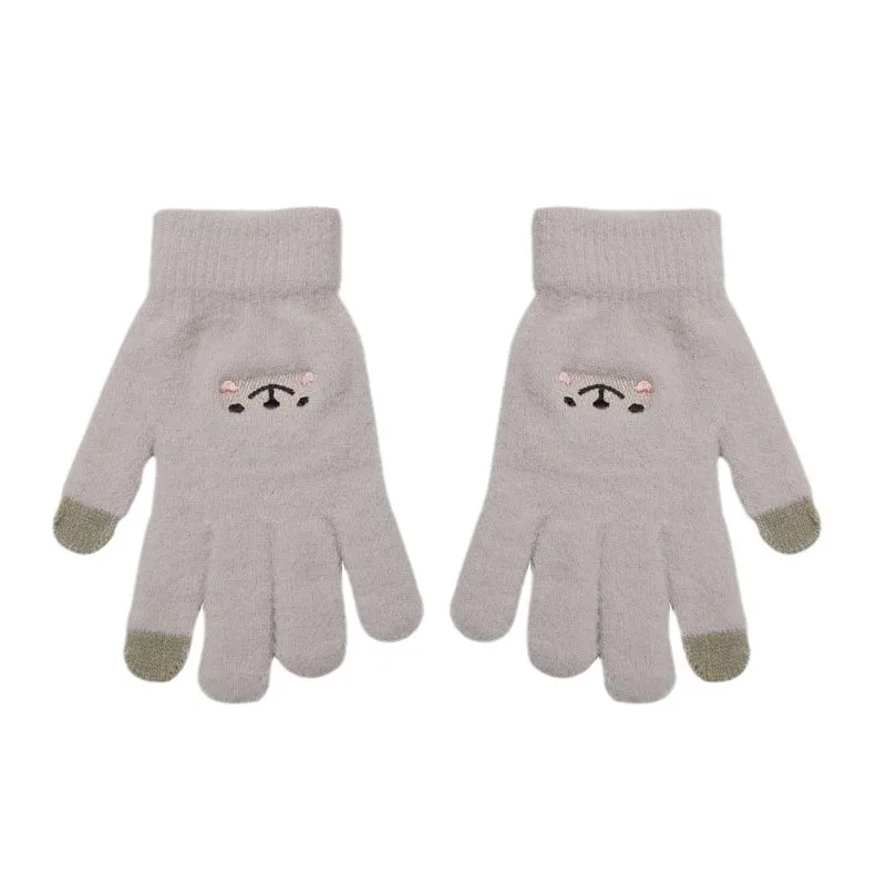 قفازات وجه مبتسم كرتونية، النسخة الكورية، فتاة حلوة ولطيفة، مقاومة للبرد في الشتاء مع مخمل سميك، قفازات للطلاب، قفازات