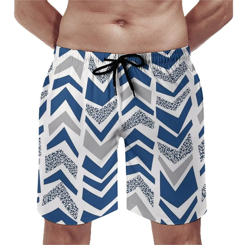 Fashion 3D Print Geometric Stripes Beach Shorts Summer Quick Dry Swimming Trunks For Men Casual Quick Dry Surf Board Shorts