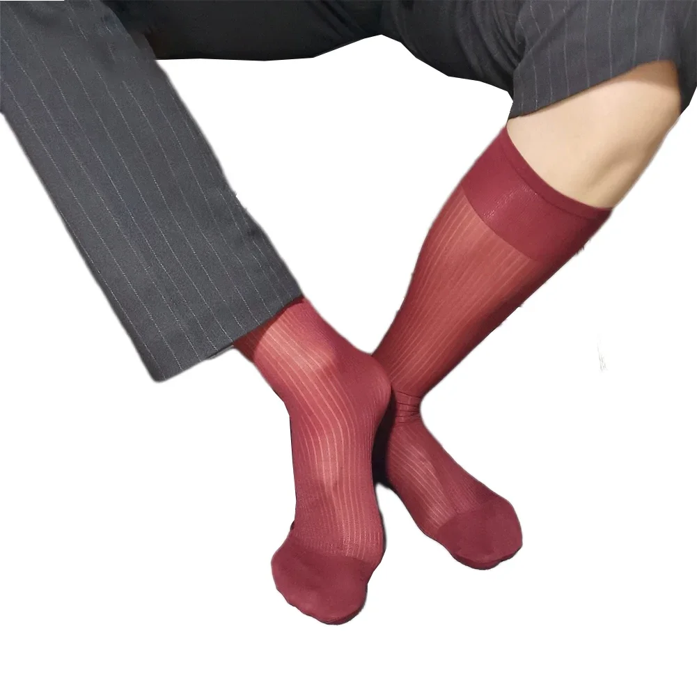 Sexy Männer ultra dünne Kalb Business Socken Sommer ultra dünne transparente schiere formelle Kleider röhre mittlere weiche Socken männliche Strümpfe