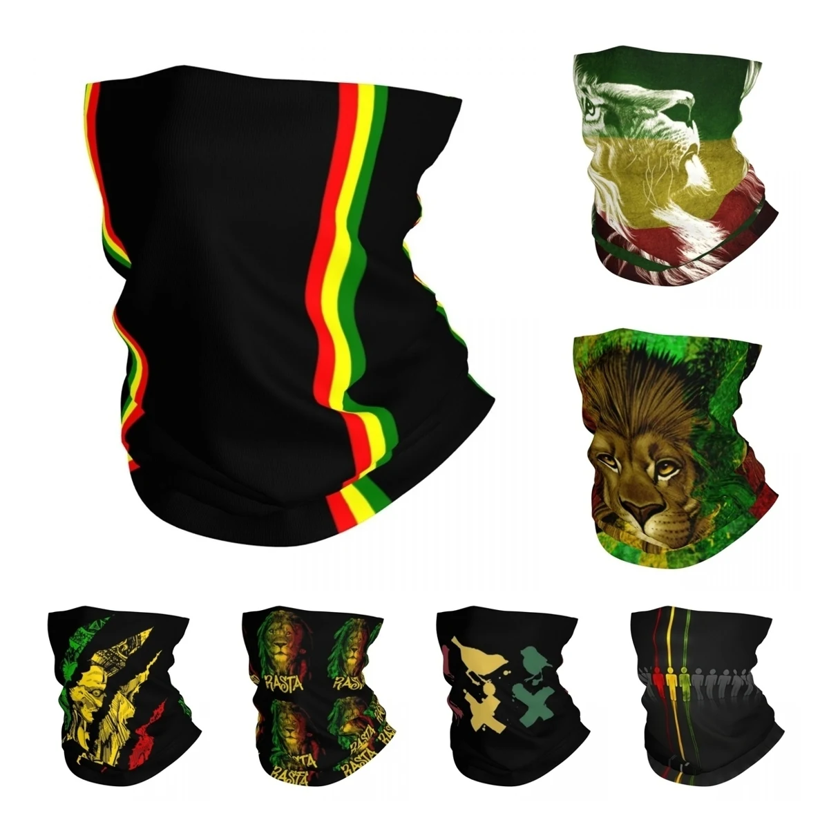 Rasta Lion Stripe Bandana Neck Cover Reggae Jamaican Jamaica Proud Wrap Scarf Cycling Scarf Hiking for Men Women Adult Windproof