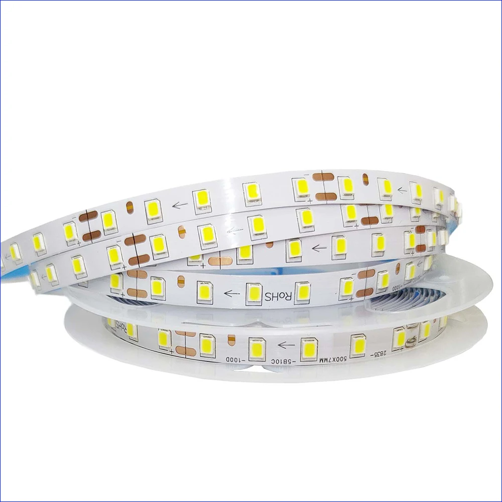 SMD2835 스트립, 단일 색상 LED 리본, 유연한 LED 벨트, 5 미터, 7MM-5B20C, 20 W/M, 200mA 정전류, 3000K, 4000K, 6500K