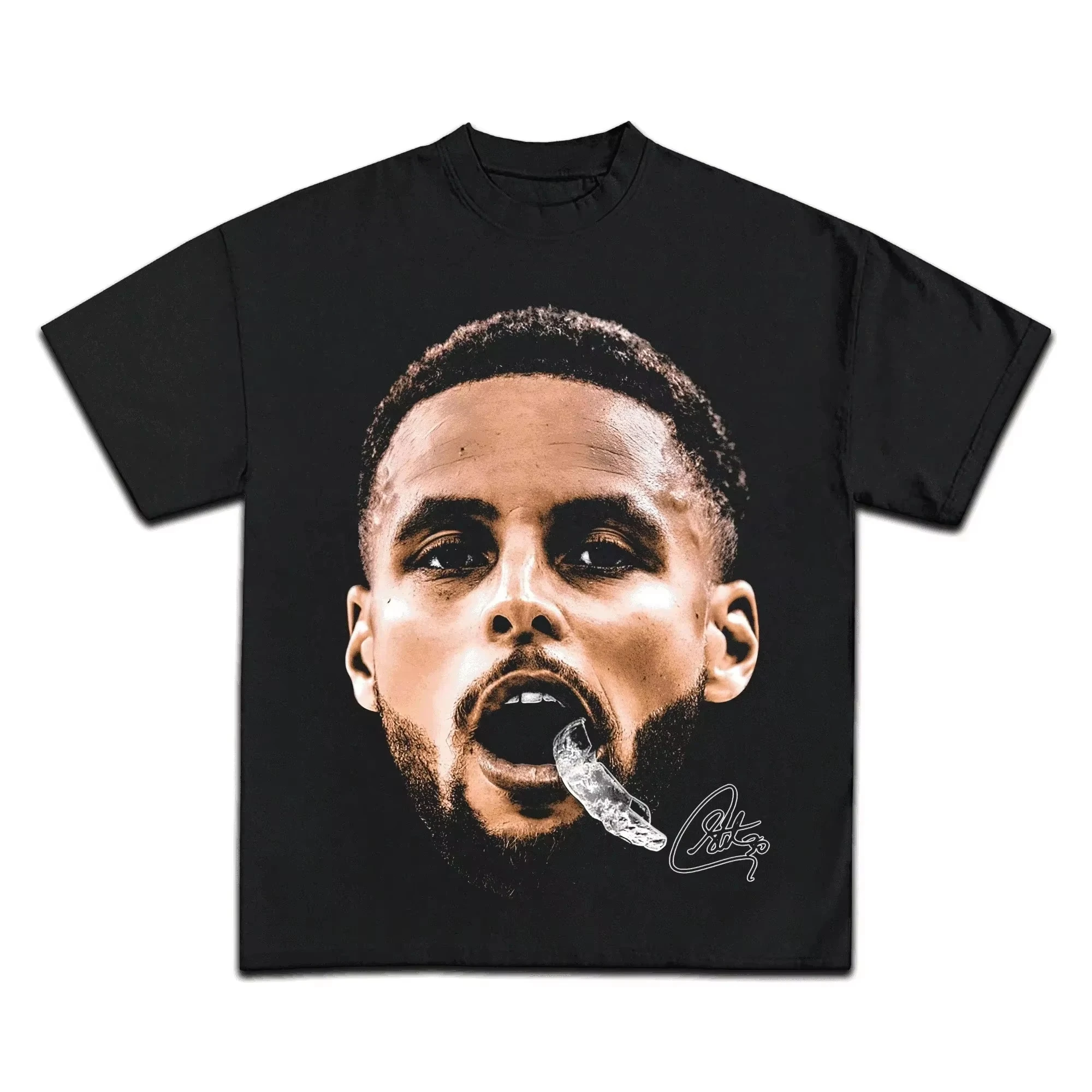 Camiseta de Algodón con Estampado de la Estrella del Baloncesto Steph Curry, Deportiva, Casual, de Moda, Manga Corta, Cuello Redondo, Unisex de Alta Calidad
