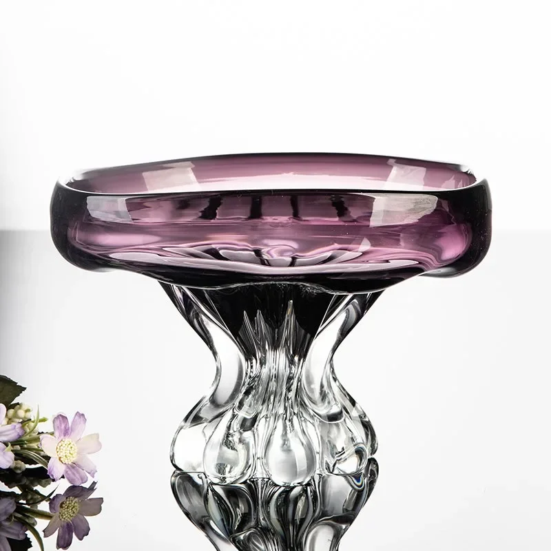 High value light luxury fruit plate exquisite artistic sense glazed fruit plate household living room coffee table glass snack p