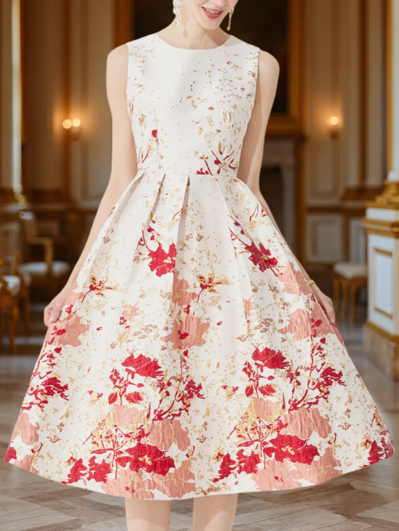 DEVCHATA 女性用 エレガントなジャカード織のAライン - Midi Skirt Floral のレビューと価格