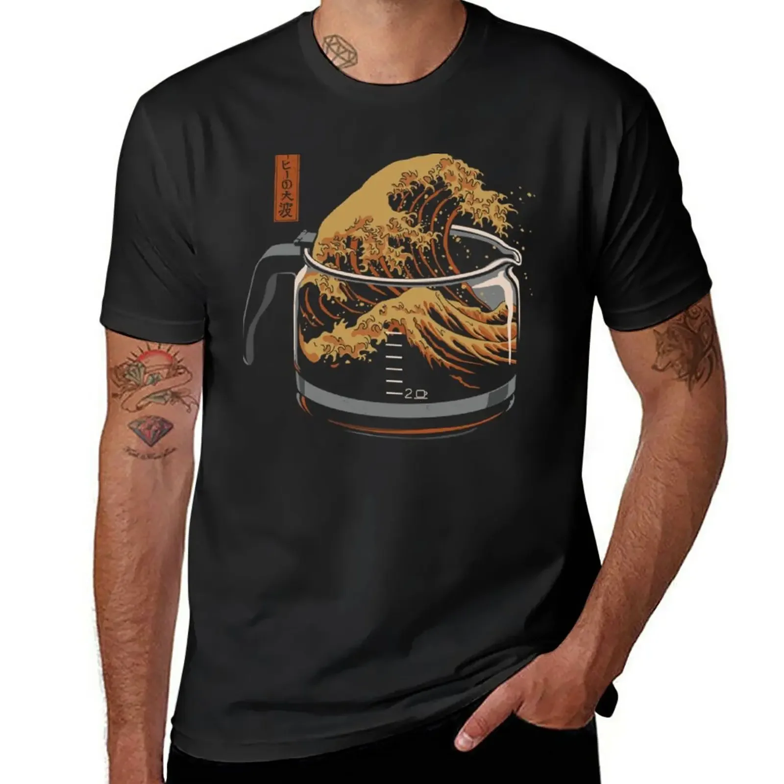

New The Great Wave of Coffee T-Shirt korean fashion summer clothes anime tshirt vintage t shirt men