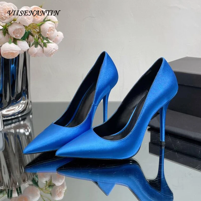 

Sexy Ladies Stiletto Pumps Shoes High Heeled Real Leather Silk Single Dress Shoe Shallow Mouth 2023 New Coming Elegant Sapatos