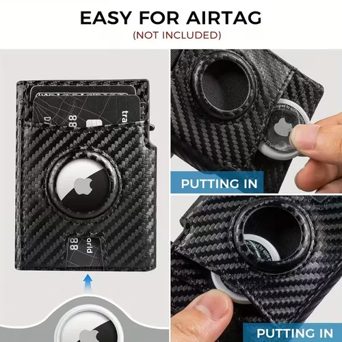 Imagen 2 del producto Cartera con tapa magnética ultrafina con ranura Airtag ​   Cartera plegable con bloqueo RFID de gran capacidad para hombres y mujeres (Airtag no incluida)
