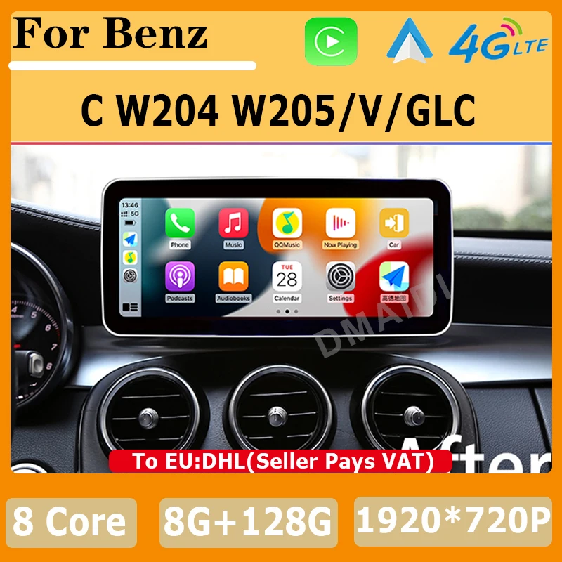 

Multimedia Video Player For Mercedes Benz C/V Class W204 W205 GLC X253 W446 Carplay Auto 8Core Android13 Car Radio Stereo GPS 4G