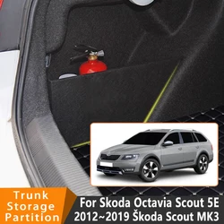 Auto Accessories For Skoda Octavia Scout 5E 2012~2019 2018 Car Organizer Trunk Side Partition Trunk Interior Storage Box Parts