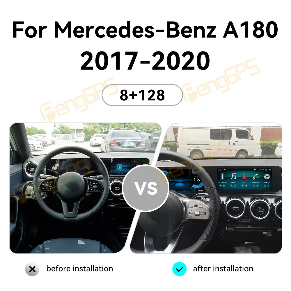 For Mercedes-Benz A-class A180 2017-2020 Car Radio Wireless Carplay Android Auto Intelligent System Multimedia Player GPS Navi