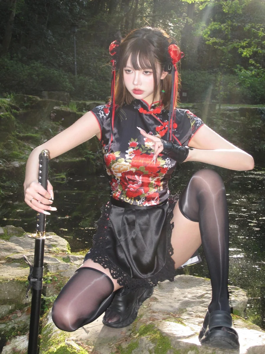 

loween Chinese Sle Dr Maid orm ort Sve ort Daily Wear for Best Frie Matching Set