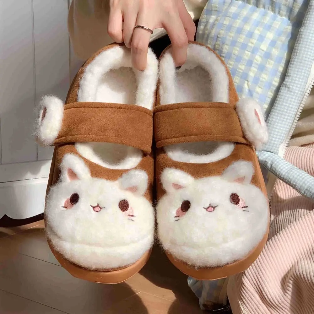 Cute Cartoon Cat Paw Shoes Kawaii Homewear Thick Warm Slippers Thick-sole Anti Slip Plush Floor Shoes Outdoor