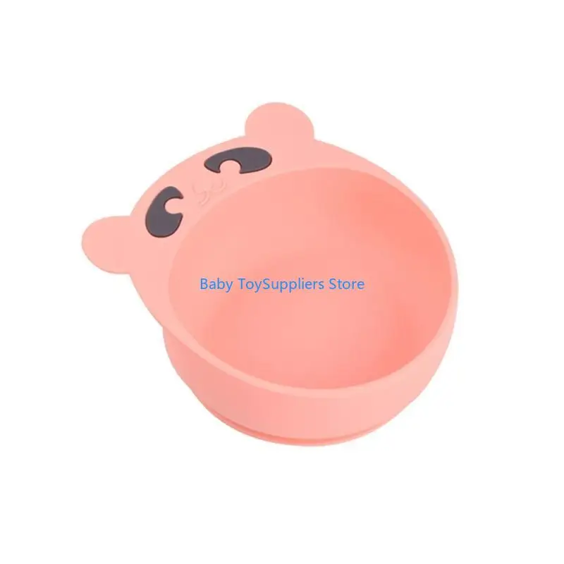 

R1WF Cartoon Bear Baby Training Feeding Bowl Silicone Suction Dinner Plate Dish