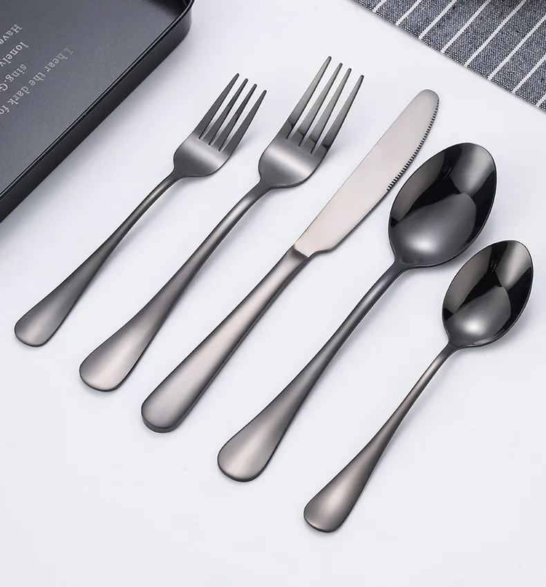 5Pcs Luxury Cutlery Set Fork Spoon Knife Set Elegant Stainless Steel Golden Dinnerware Set Coffee Spoon Kitchen Tableware Set