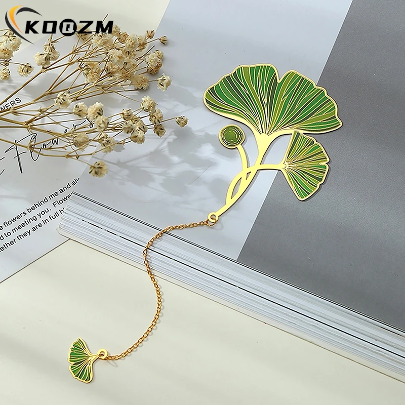 1PC Metel Exquisite Lotus Leaf Vein Metal Bookmark ChineseStyle Creative Bookmarks Tassel Pendant Student Gift School Stationery