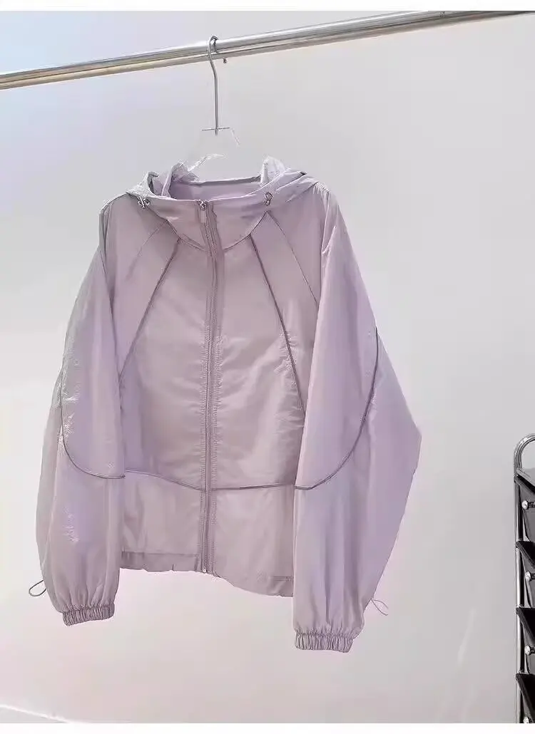 Kühlendes Sonnenschutz-Shirt für Damen – Neues, locker sitzendes, vielseitiges, atmungsaktives, dünnes Sonnenschutzkleidungsstück mit Kapuze für den Sommer – Detail 14