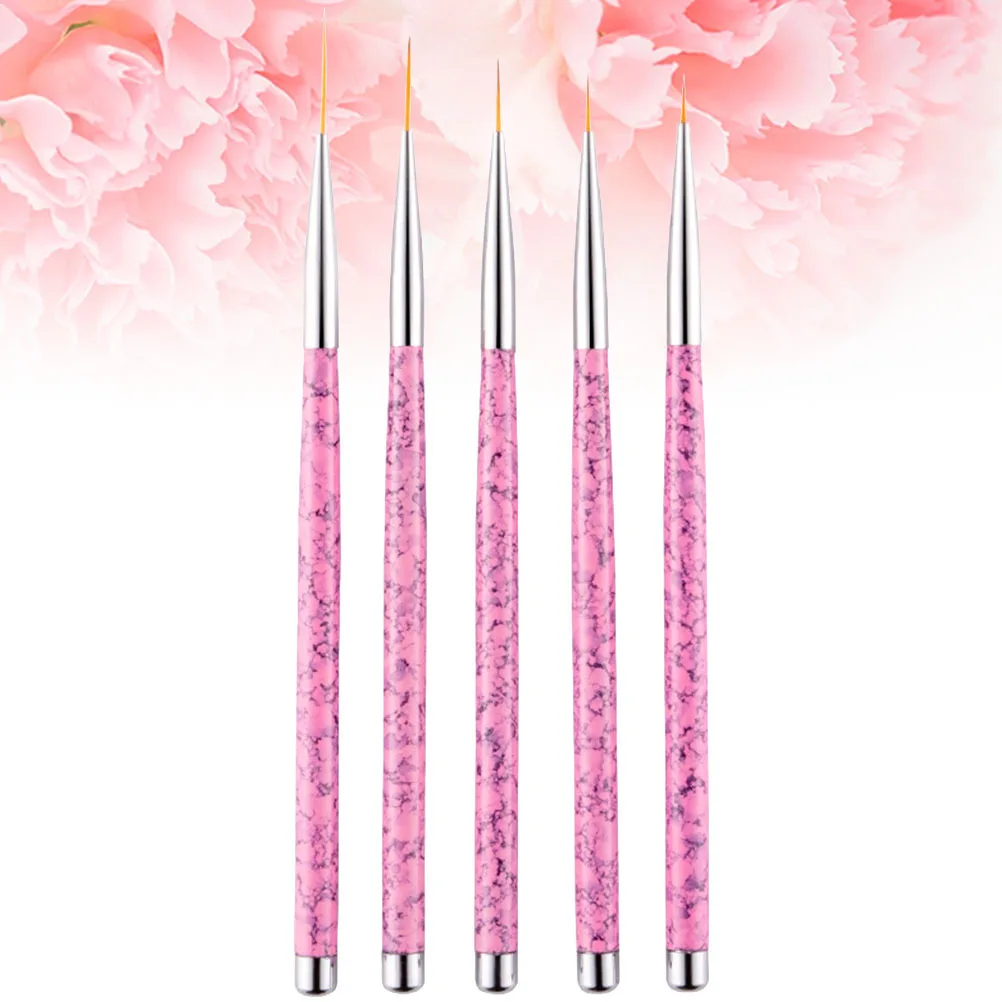 5개 네일 아트 브러쉬 펜 세트, 미세한 나일론 브리슬 드로잉 라이너, 정밀한 매니큐어 도구, 창의적인 네일 디자인