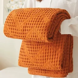 Waffle Muslin Cotton Throw Blanket, Large Bed Cover Sheet, Soft, Warm, Plaid, Home, Car, Nap, Couch, Sofa, Home, Summer