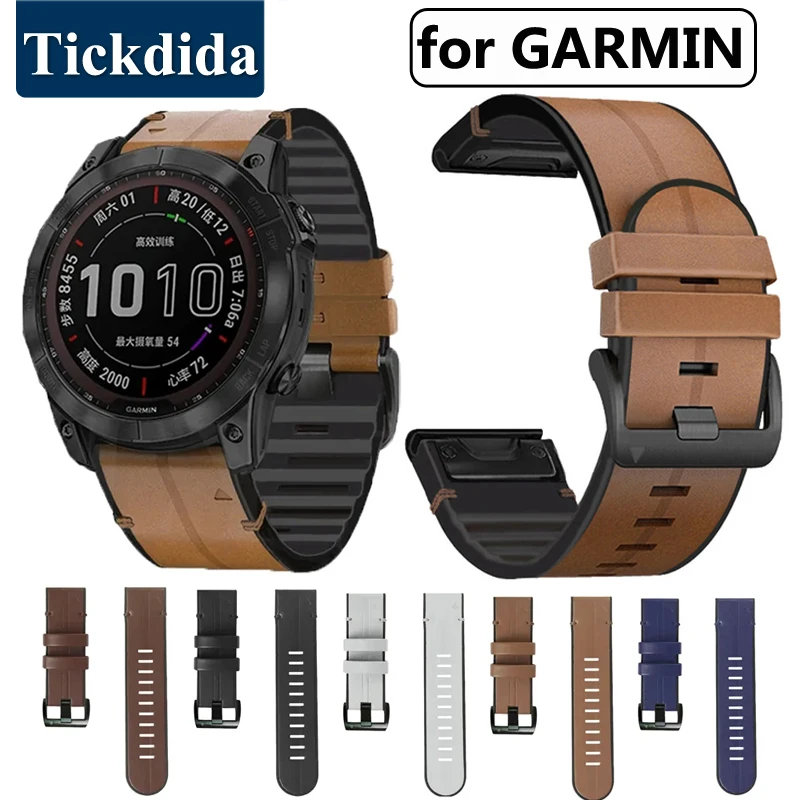 

Silicone+Leather Strap for Garmin Epix Pro 51mm 47mm Tactix 7 Pro Fenix 7 Pro 7X Pro Enduro Quickfit 22mm 26mm Strap Accessories