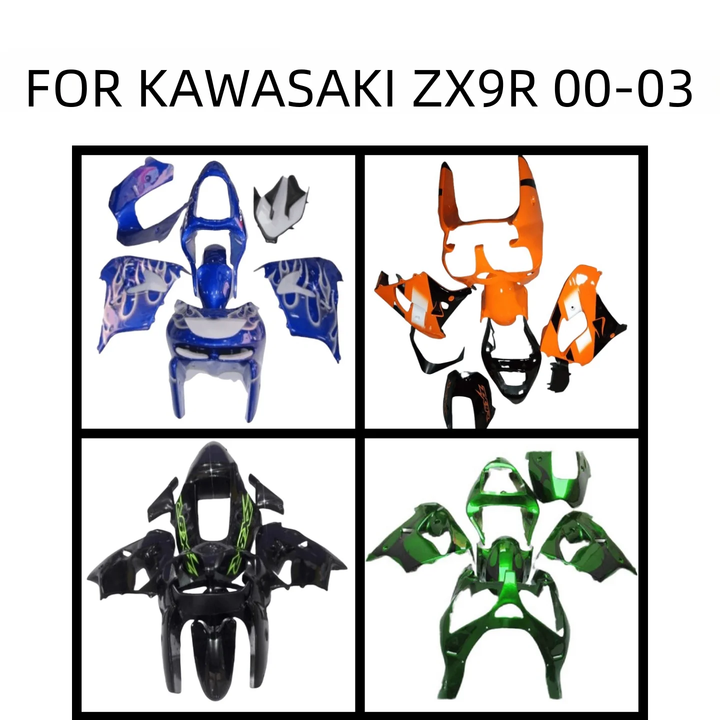 

Обтекатели мотоцикла для Kawasaki ZX9R 2000 2001 2002 2003, высококачественный обтекатель из АБС-пластика, комплект кузова ZX 9R 00 01 02 03