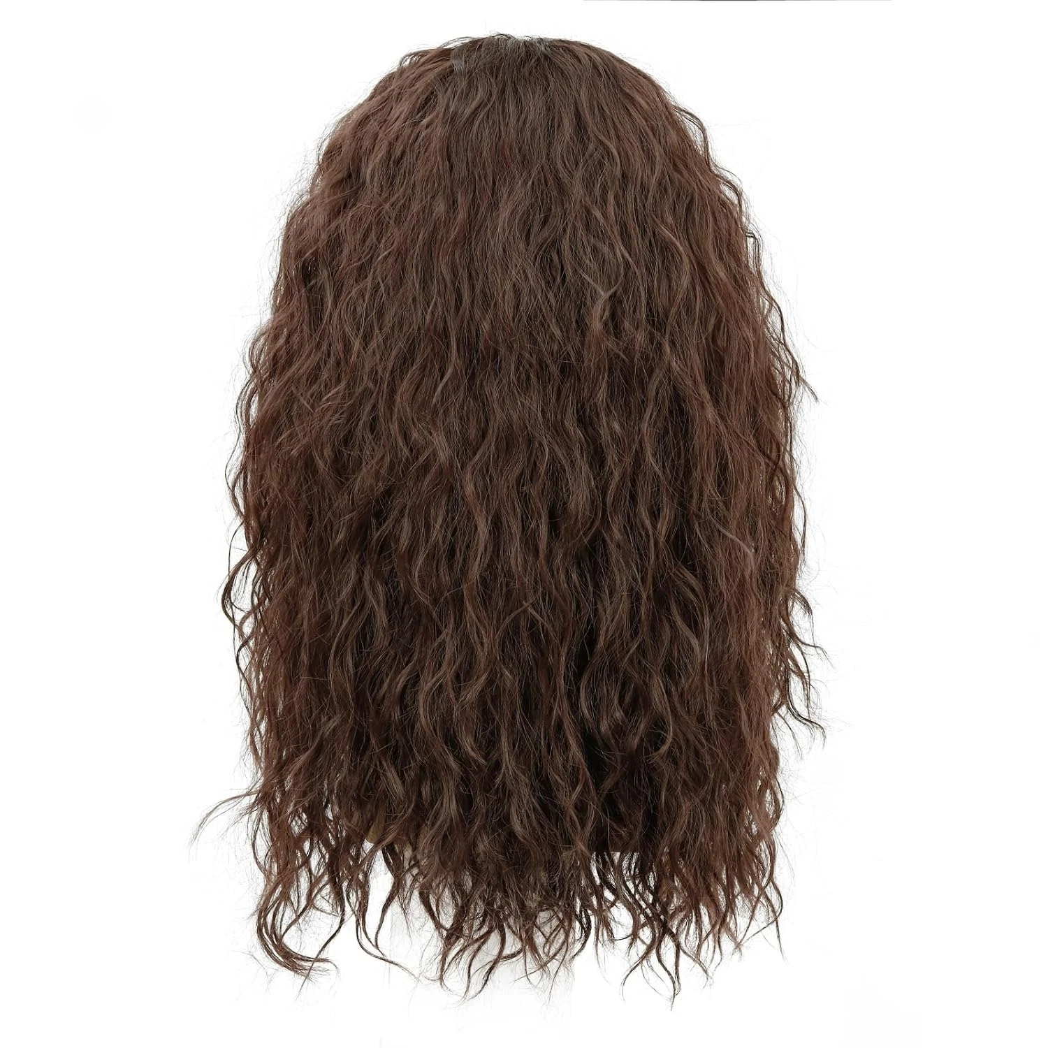 WHIMSICAL W Mens Long Curly Brown Wig 70s 80s Rock Middle Part Synthetic Wig for Cosplay Halloween Party view 5