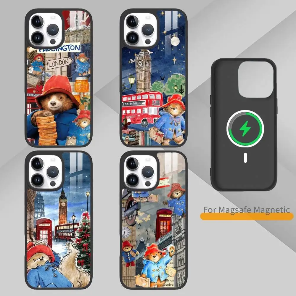 

Cute S-Paddington Bear Phone Case For IPhone 14,16,15,13,17,12,Plus,Pro,Max Magnetic For Magsafe Frosted Cover