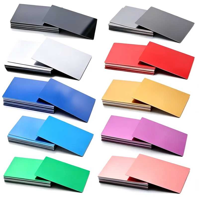 86x54mm Thick 0.2mm Business Name Cards Multicolor Aluminium Alloy Metal Sheet Testing Material for Laser Marking Machine
