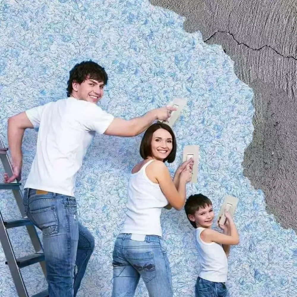 Plant Fiber Wall Clothe Durable Plant Glue Powder Wall Mud Absorbs Noise Heat Insulation Coating Wall Covering Liquid Wallpaper