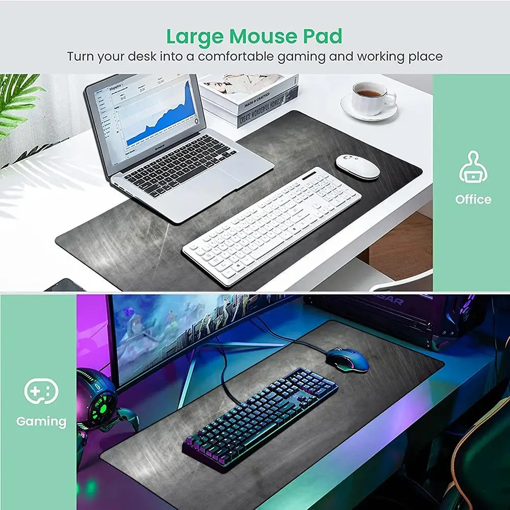 Roestvrij staal metaal glitter muismat bureaumat gamingmatten rubber antislip duurzaam waterdicht pc-accessoires toetsenbord muismatten