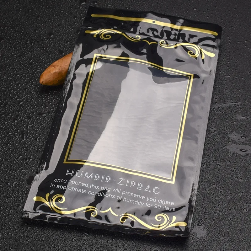 10 قطعة كيس التعبئة والتغليف المرطب المقاوم للرطوبة نافذة واضحة توالت السيجار كيس التعبئة والتغليف الأغلاق ختم كيس من البلاستيك المسطح