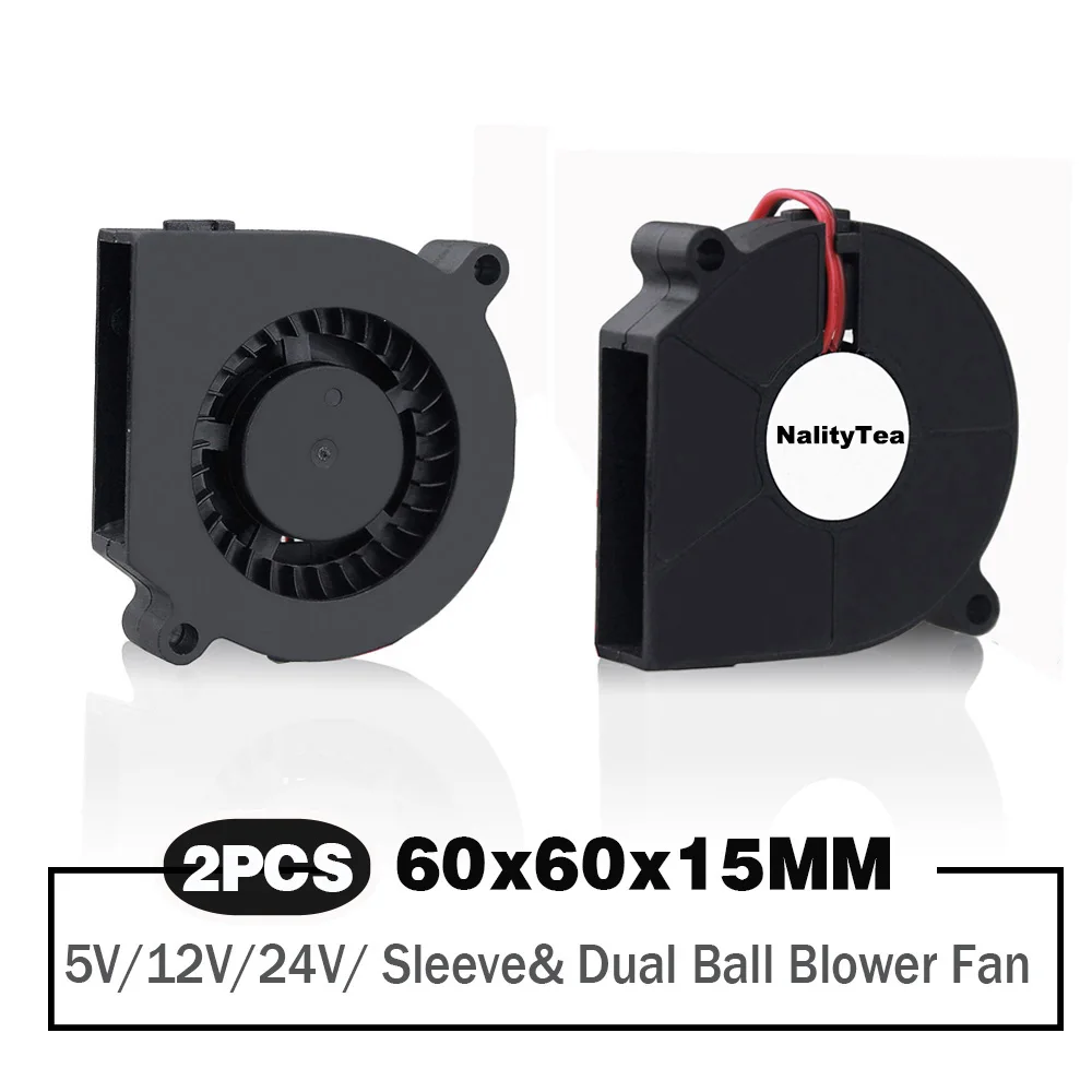 2 Pieces 60mm Blower Fan 60x60x15mm DC Turbo Blower Cooling Fan 5V 12V 24V 6015 Blower Cooler Fan