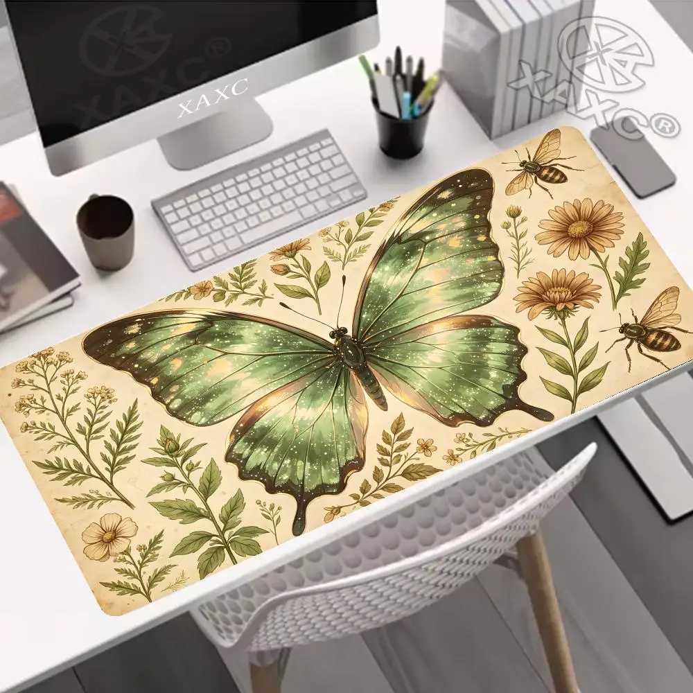 Vintage Butterfly Mouse Pad with Blue Morpho & Monarch Design, Nature Aesthetic Desk Mat for Gaming  Symbol of Rebirth  XAXC
