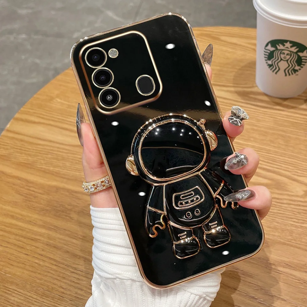 Phone Case For Tecno Spark 8C 8 7 7T PRO 6 GO 5 Air Square Plating Bling Soft Shockproof Cover Camon 18P 18 18T Pova 3 2 4 Pro