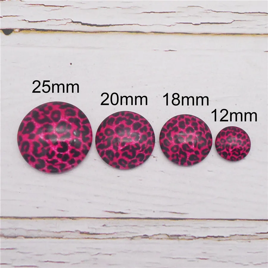 30PCS 12/18/20/25mm Flatback Glass Leopard Print Cabochon Random Colors Cameo Pendant Necklace Bracelet Jewelry Accessory