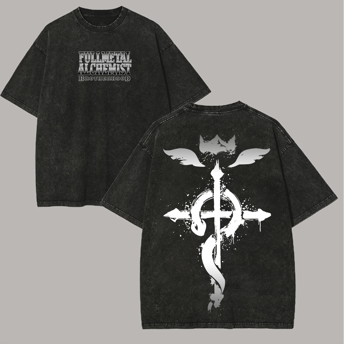 Fullmetal Alchemist hot product New Model Washed T-shirt personality Clothes Retro Fashion Streetwear Trendy Couples Comfortable