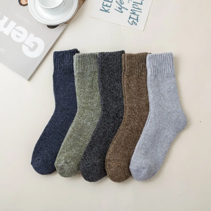 5Pairs Extremely Thick Winter Woolen Merino Socks for Men Towel Thermal Warm Sport Socks Cotton Male\'s Cold Snow Boot Terry Sock