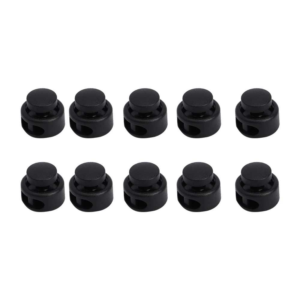 10pcs/pack Cord Lock Toggle Clip Stopper Plastic Black For Bags/Garments Size:15mm*14mm